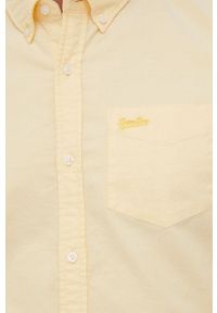 Superdry koszula bawełniana męska kolor żółty regular z kołnierzykiem button-down. Typ kołnierza: button down. Kolor: żółty. Materiał: bawełna. Wzór: aplikacja #5