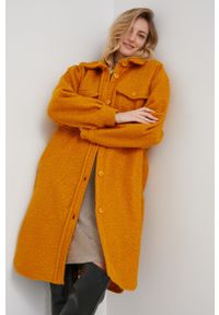 Answear Lab Płaszcz z wełną damska kolor pomarańczowy oversize. Kolor: pomarańczowy. Materiał: wełna. Styl: wakacyjny