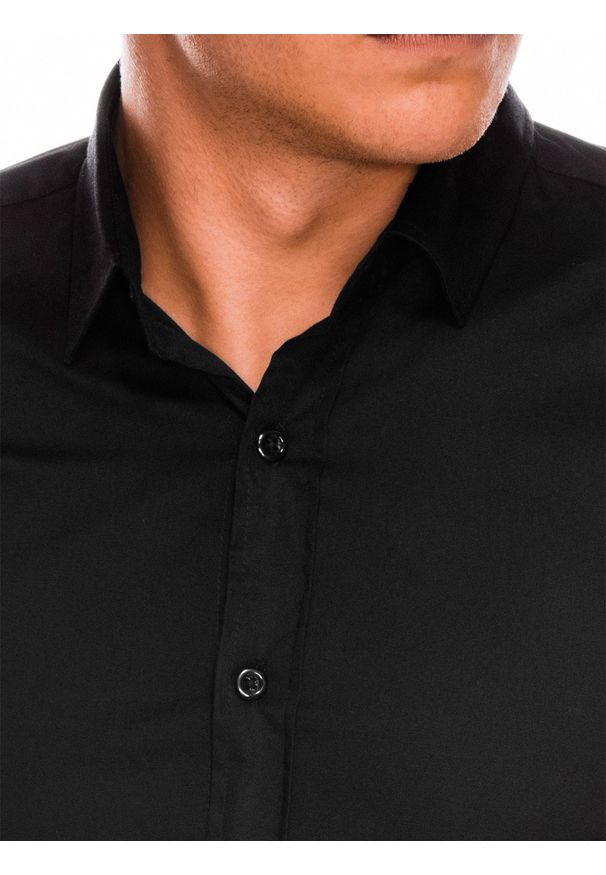 Ombre Clothing - Koszula męska slim z długim rękawem K504 - czarna - XXL. Typ kołnierza: kołnierzyk klasyczny. Kolor: czarny. Materiał: elastan, bawełna. Długość rękawa: długi rękaw. Długość: długie. Styl: klasyczny, elegancki