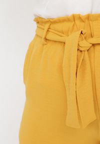 Born2be - Żółte Szorty Partheia. Kolekcja: plus size. Kolor: żółty. Materiał: materiał, tkanina. Wzór: jednolity, gładki #3