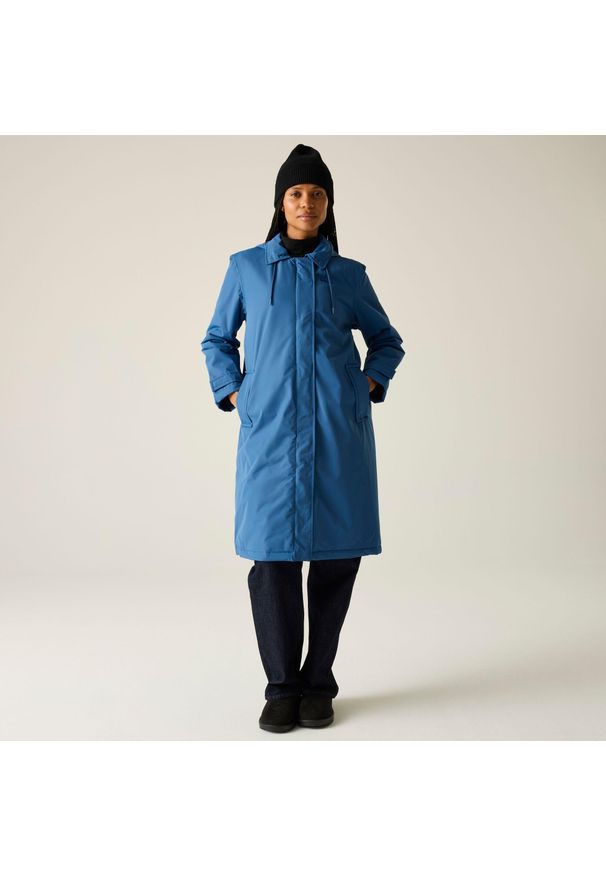 Regatta - Kurtka damska przeciwdeszczowa Mac Orla Kiely. Kolor: niebieski, zielony, wielokolorowy. Materiał: tkanina, puch. Wzór: aplikacja. Sport: turystyka piesza