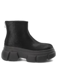Czarne Botki S.Barski Modne Buty Damskie. Okazja: na co dzień. Kolor: czarny. Materiał: jeans. Szerokość cholewki: normalna. Sezon: zima, jesień. Obcas: na platformie. Styl: casual #7