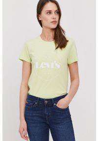 Levi's® - Levi's T-shirt kolor zielony. Okazja: na co dzień, na spotkanie biznesowe. Kolor: zielony. Materiał: dzianina. Wzór: nadruk. Styl: biznesowy, casual