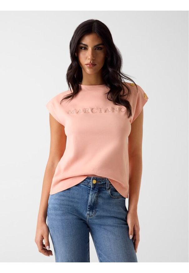 Marciano Guess T-Shirt G6GI04 K3505 Pomarańczowy Regular Fit. Kolor: pomarańczowy. Materiał: bawełna