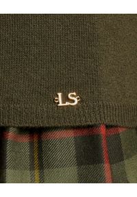 Luisa Spagnoli - LUISA SPAGNOLI - Zielony sweter z golfem CALCO. Typ kołnierza: golf. Kolor: zielony. Materiał: materiał, prążkowany. Długość rękawa: długi rękaw. Długość: długie. Wzór: aplikacja