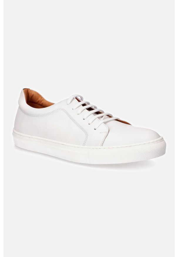 Lancerto - Sneakersy Białe Roger. Zapięcie: sznurówki. Kolor: biały. Materiał: jeans, skóra, materiał. Szerokość cholewki: normalna