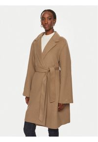 TOMMY HILFIGER - Tommy Hilfiger Płaszcz wełniany WW0WW43603 Brązowy Regular Fit. Kolor: brązowy. Materiał: wełna, syntetyk #1