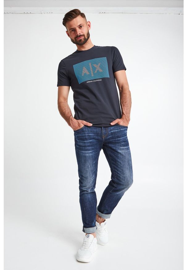 Armani Exchange - T-SHIRT ARMANI EXCHANGE. Materiał: bawełna, tkanina, elastan, guma. Wzór: napisy, nadruk