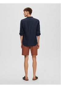 Selected Homme Koszula 16088372 Granatowy Regular Fit. Kolor: niebieski. Materiał: len #6