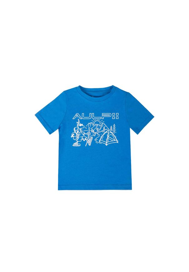 Aulp - Koszulka dziecięca AULP BILLE miękka bawełniana klasyczny krój z nadrukiem. Kolor: niebieski. Materiał: bawełna. Wzór: nadruk
