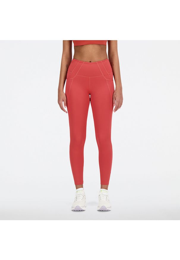 Legginsy damskie New Balance WP21112ASU – czerwone. Stan: podwyższony. Kolor: czerwony. Materiał: materiał, poliester. Sport: fitness