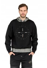 La Martina - LA MARTINA Czarna bluza męska z kapturem, Rozmiar XL. Typ kołnierza: kaptur. Kolor: czarny #3