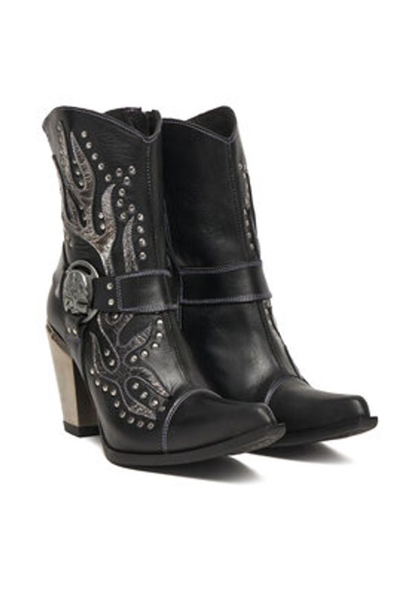 NEW ROCK Kowbojki M-7919-S1 Czarny. Kolor: czarny. Materiał: skóra. Styl: rockowy