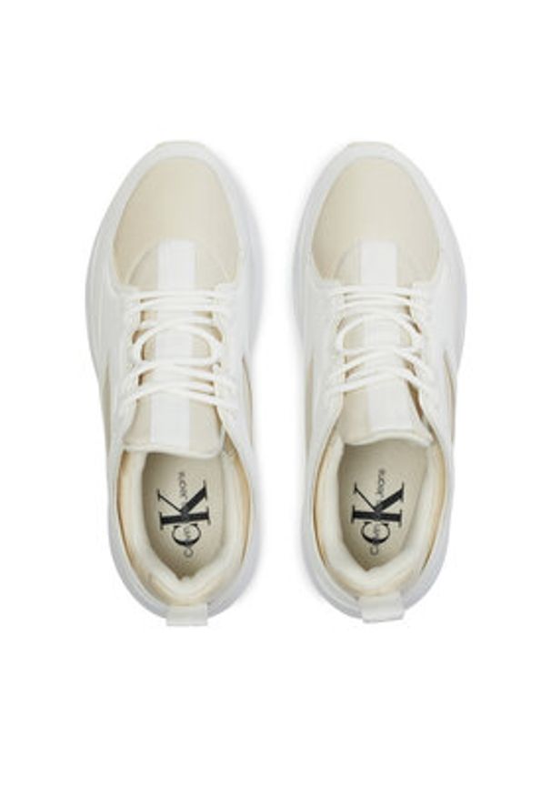 Calvin Klein Jeans Sneakersy Retro Tennis Low Lace Mix Mg Mtr YW0YW01497 Écru. Materiał: skóra