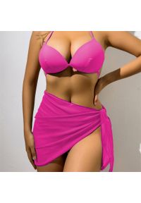 Intica - Bikini z pareo na plażę i basen Gretta. Kolor: czarny. Materiał: materiał. Wzór: gładki #4