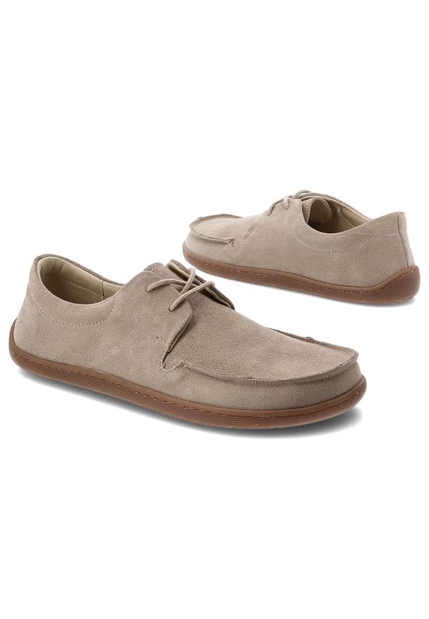 Półbuty damskie barefoot Armodo, welurowe skórzane płaskie i sznurowane z miękkimi wkładkami, szare, 327. Okazja: na co dzień. Kolor: szary. Materiał: skóra, welur. Styl: casual, elegancki