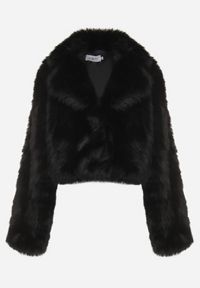 Born2be - Czarna Futerkowa Kurtka o Krótkim Kroju z Eleganckim Kołnierzem Tazamisa. Okazja: na co dzień. Kolor: czarny. Materiał: jeans. Długość: krótkie. Styl: elegancki #7