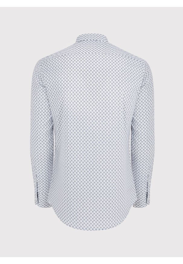 Pako Lorente - PAKO LORENTE – Biała koszula męska w mikrowzór. Kolor: biały. Materiał: bawełna, elastan. Długość rękawa: długi rękaw. Długość: długie
