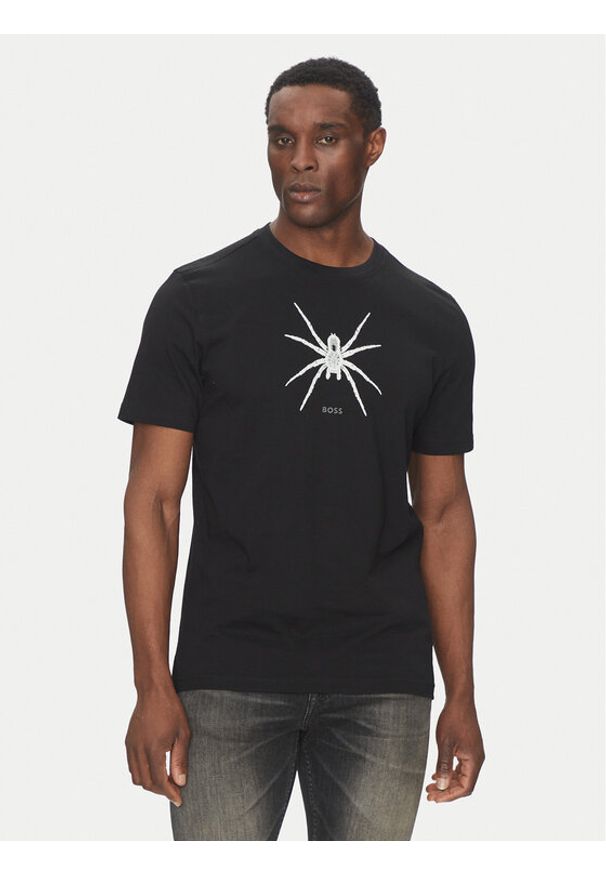 BOSS T-Shirt Te_Spiderbat 50534924 Czarny Regular Fit. Kolor: czarny. Materiał: bawełna