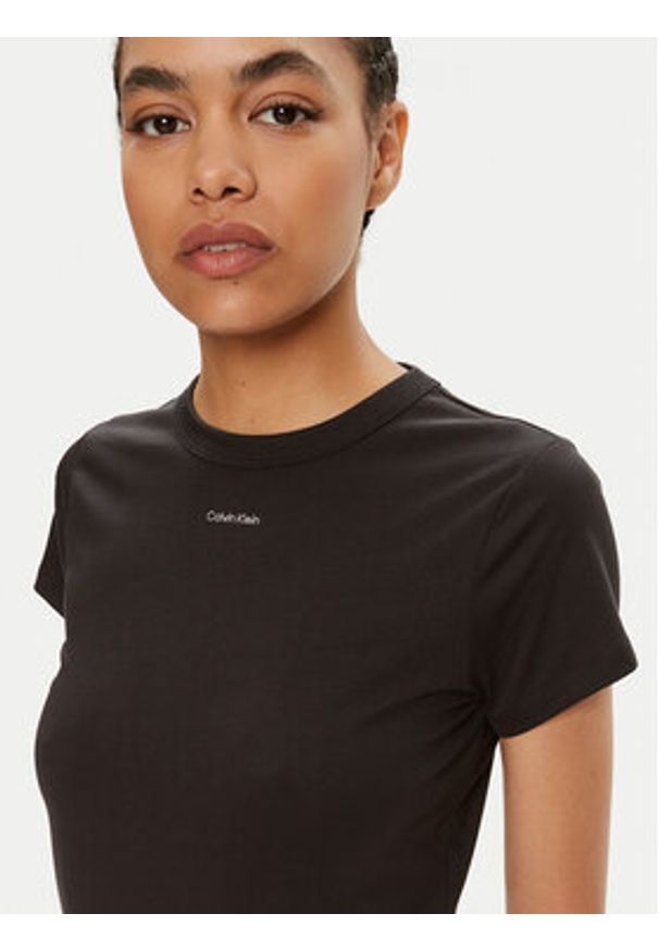 Calvin Klein T-Shirt Nano Logo K20K207212 Czarny Slim Fit. Kolor: czarny. Materiał: bawełna