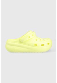 Crocs klapki dziecięce kolor żółty. Nosek buta: okrągły. Kolor: żółty. Materiał: materiał. Wzór: gładki. Obcas: na platformie