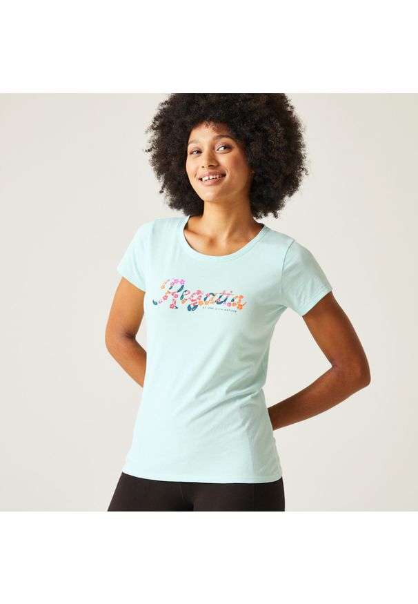 Regatta - Breezed IV damska koszulka. Kolor: niebieski. Materiał: bawełna. Sport: turystyka piesza