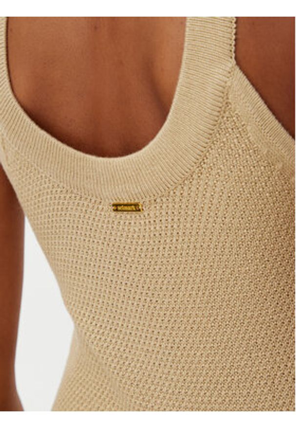 SELMARK - Selmark Sukienka letnia BC199 Beżowy Slim Fit. Kolor: beżowy. Materiał: wiskoza. Sezon: lato