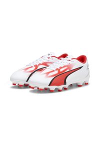 Puma - Buty piłkarskie dziecięce PUMA Ultra Play Fg/Ag Jr. Kolor: biały. Materiał: tkanina, syntetyk. Sport: piłka nożna