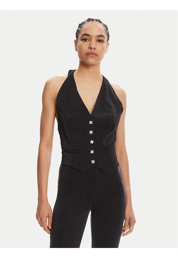 Morgan Kamizelka garniturowa 251-CTEO.F Czarny Slim Fit. Kolor: czarny. Materiał: syntetyk