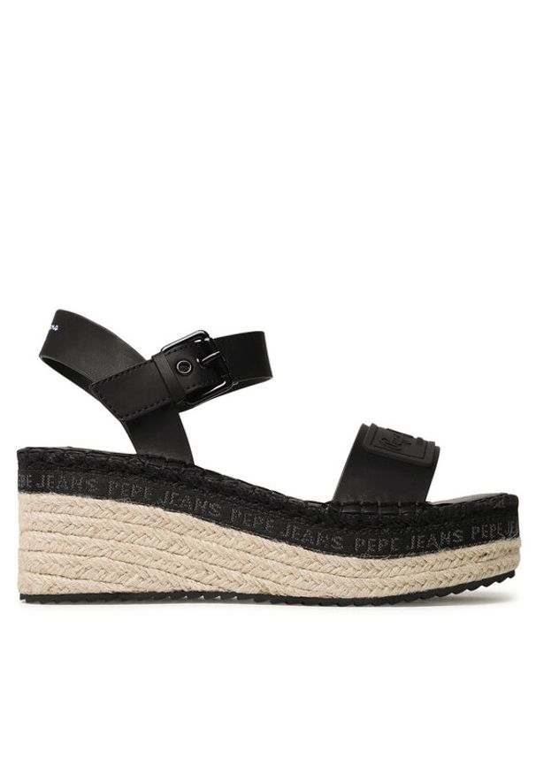 Pepe Jeans Espadryle Witney Brand PLS90576 Czarny. Kolor: czarny. Materiał: skóra