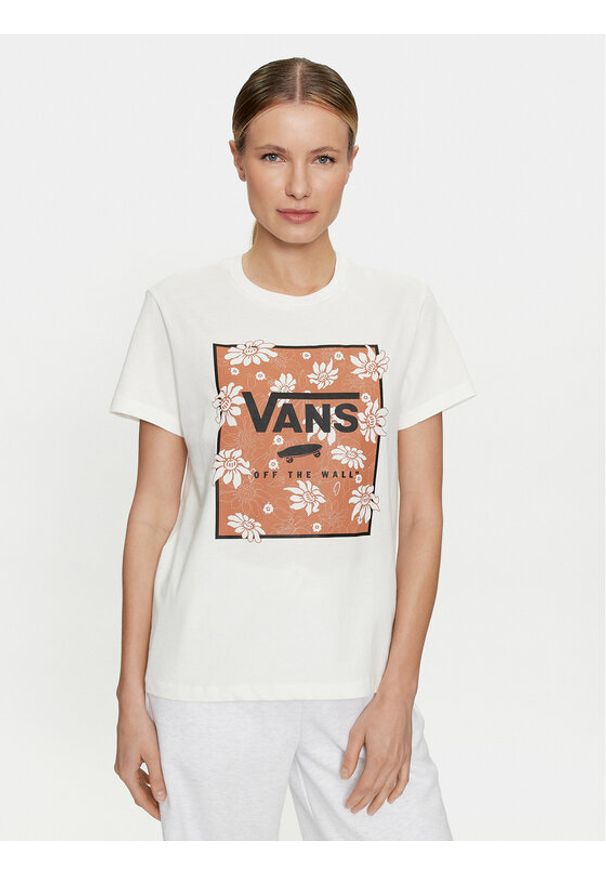 Vans T-Shirt Tropic Fill Floral Bff VN000GGW Écru Regular Fit. Materiał: bawełna