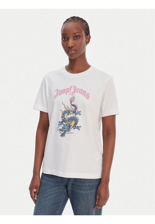 JOOP! Jeans T-Shirt Trinessa 30102434 Biały Regular Fit. Kolor: biały. Materiał: bawełna