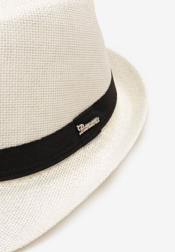 Born2be - Beżowa Pleciony Kapelusz Fedora z Kontrastową Taśmą Zanatia. Kolor: beżowy
