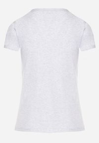 Born2be - Jasnoszary T-shirt z Bawełny z Trójkątnym Dekoltem Semiora. Okazja: na co dzień. Kolor: szary. Materiał: bawełna. Styl: klasyczny, casual #4