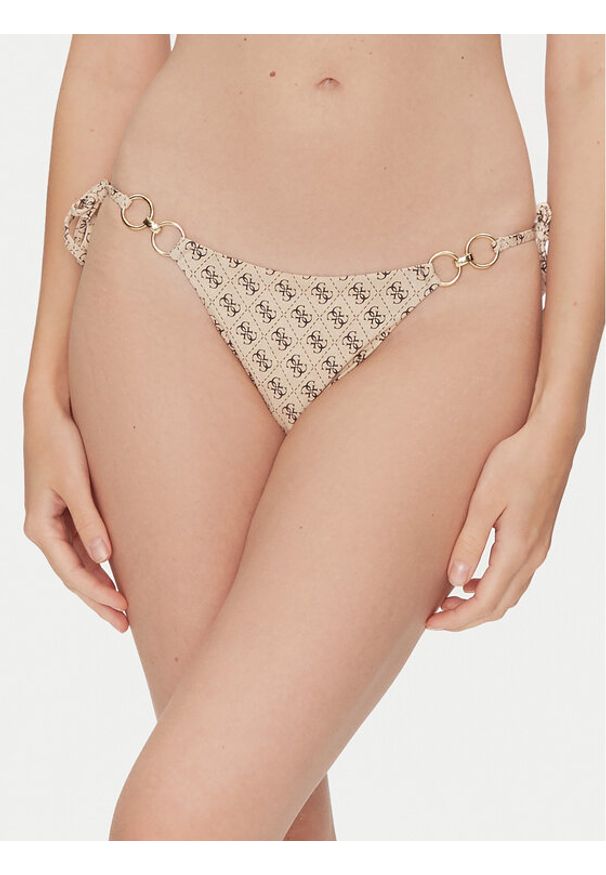 Guess Dół od bikini E5GO27 KCRL2 Beżowy. Kolor: beżowy. Materiał: syntetyk