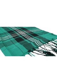 Lekki Szalik Wiosenno-Jesienny - Teer - Turkusowy w Kratę. Okazja: na spacer. Kolor: turkusowy. Materiał: wiskoza. Sezon: wiosna, jesień. Styl: elegancki #5