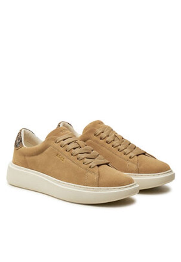 BOSS Sneakersy Amber Tenn 50536263 Beżowy. Kolor: beżowy. Materiał: skóra, zamsz