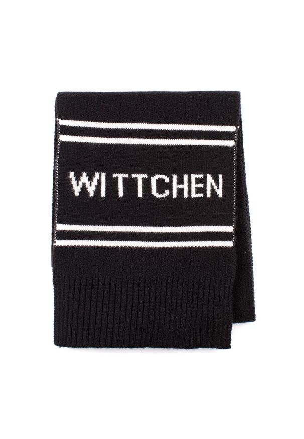 Wittchen - Damski szalik z napisem WITTCHEN czarno-biały. Kolor: biały, wielokolorowy, czarny. Materiał: wiskoza. Wzór: napisy. Sezon: zima
