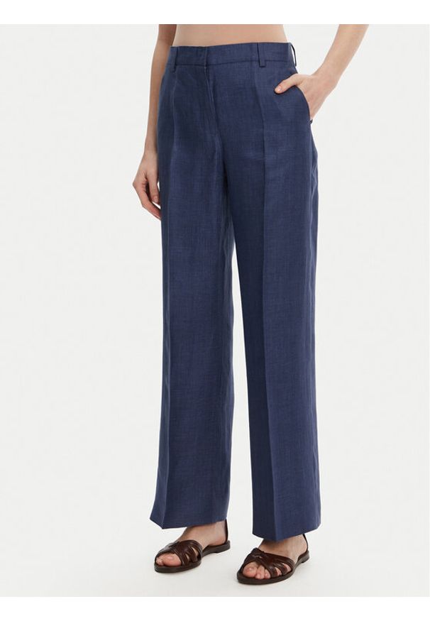 Weekend Max Mara Spodnie materiałowe Malizia 2515131052 Granatowy Regular Fit. Kolor: niebieski. Materiał: len