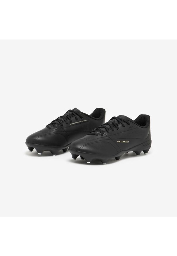 KIPSTA - Buty piłkarskie Kipsta 100 SG. Nosek buta: okrągły. Kolor: czarny. Materiał: skóra. Sport: piłka nożna