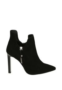 Venezia - ZAMSZOWE BOTKI NA SZPILCE 19-70 WEL NERO. Materiał: zamsz. Szerokość cholewki: normalna. Obcas: na szpilce. Wysokość obcasa: średni #1
