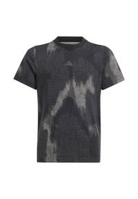 Adidas - Koszulka Future Icons Allover Print Kids. Kolor: czarny. Materiał: bawełna. Wzór: nadruk
