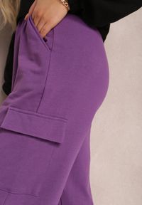 Renee - Fioletowe Spodnie Mesyore. Stan: podwyższony. Kolor: fioletowy. Materiał: dresówka, bawełna #3