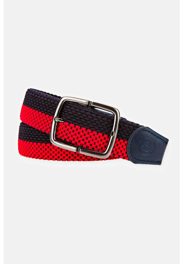 Lancerto - Pasek Pleciony Granatowo-Czerwony Dwustronny Braid. Kolor: wielokolorowy, niebieski, czerwony. Materiał: elastan, jeans, skóra, poliester, materiał. Styl: sportowy, klasyczny