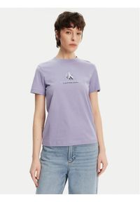 Calvin Klein Jeans T-Shirt Shadow Graphic J20J225545 Fioletowy Regular Fit. Kolor: fioletowy. Materiał: bawełna