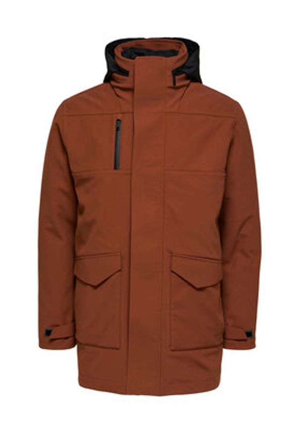 Selected Homme Kurtka przejściowa Cam Teh 16086145 Brązowy Regular Fit. Kolor: brązowy. Materiał: syntetyk