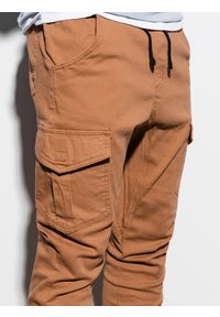 Ombre Clothing - Spodnie męskie joggery - beżowe P761 - S. Okazja: na co dzień. Kolor: beżowy. Materiał: bawełna, elastan. Długość: krótkie. Styl: casual #3