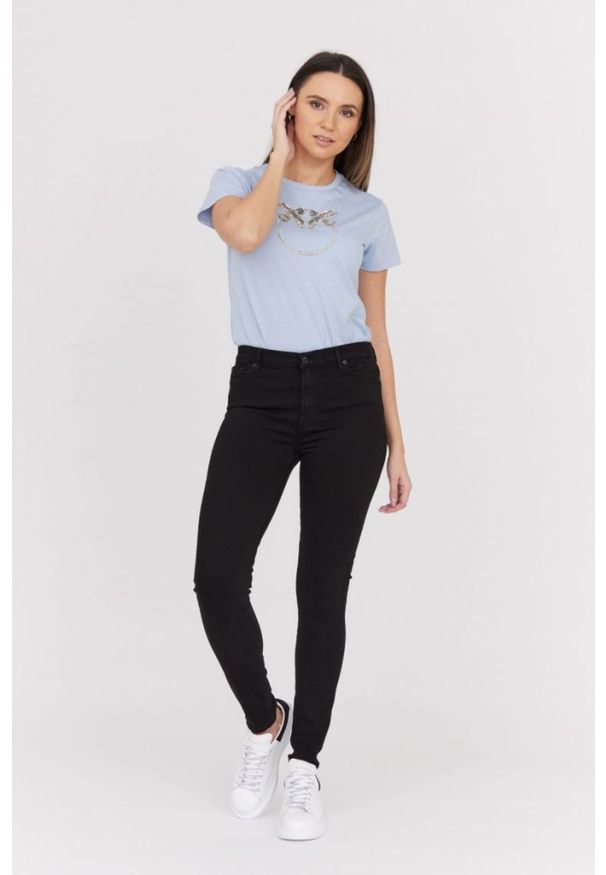 7 FOR ALL MANKIND Czarne jeansy damskie HW SKINNY SLIM, Rozmiar 30. Stan: podwyższony. Kolor: czarny