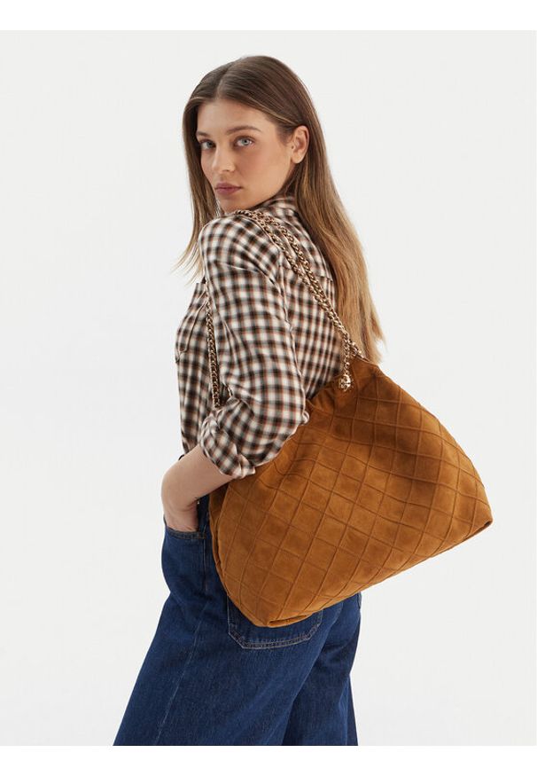 Tory Burch Torebka Fleming Suede 166064 Brązowy. Kolor: brązowy. Materiał: skórzane, zamszowe