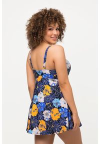 ULLA POPKEN - Damska Sukienka Kąpielowa kwiaty miękkie miseczki dekolt gorsetowy. Kolekcja: plus size. Kolor: fioletowy. Materiał: elastan, poliamid, materiał. Wzór: kwiaty